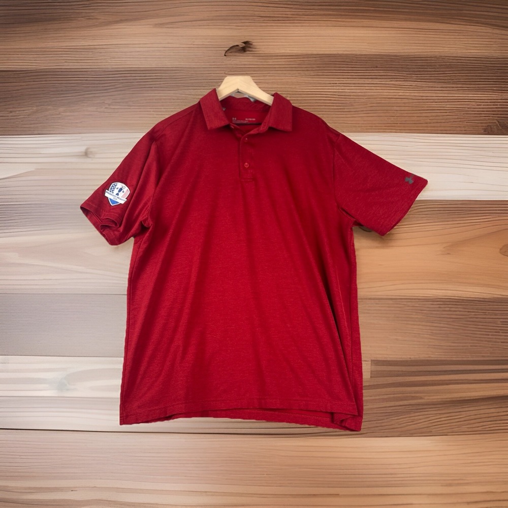 Under Armour HeatGear Polo Shirt Men‎ XL Red Weiskopf/Morrish Cup Embroidered